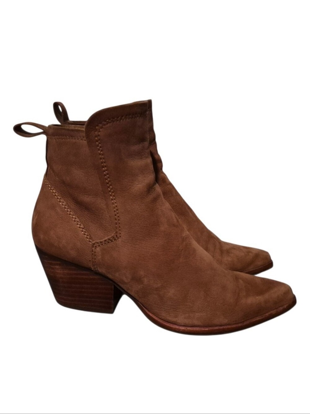 Dolce Vita Soft Brown Leather Ankle Booties Side-Zip Boots Women's Size 6